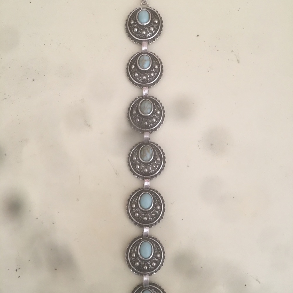 Turquoise imbued choker silver necklace